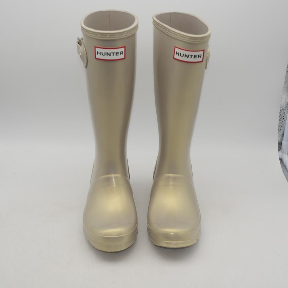 NEW HUNTER Kid's 2 Original Kids Nebula Rubber Rain Boots  Pale Gold UK 13 - Picture 6 of 10